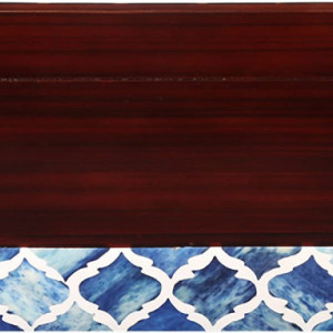 Tava decorativa Handicrafts, lemn/rasina, albastru/alb/maro, 25 x 15 cm - Img 5