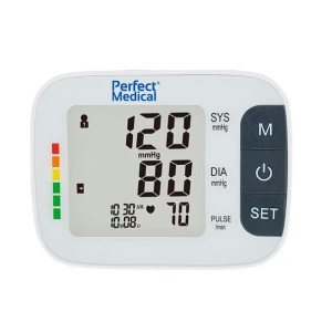 Tensiometru Profesional de brat , complet automat Perfect Medical cu adaptor la priza , avizat , Indicarea valorilor masurate in conformitate cu parametrii stabiliti de Organizatia Mondiala a Sanatatii (OMS), Resigilat, Grad A