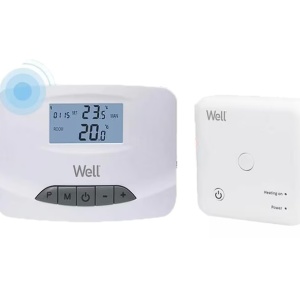 Termostat de ambient pentru centrala Well THERMS-THERMALWF-WL, WiFi, aplicatie smart, 5-35°C domeniu reglaj temperatura, 1°C precizie, IP30, NTC 10KO element termosensibil, programabil, afisaj, Resigilat, Grad A