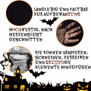 Tesatura decorativa de Halloween RHYUUI, negru, bumbac, 800 x 200 cm - Img 3