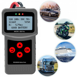 Tester digital pentru baterie auto Iriisy, 40-2000CCA, 3-220AH, ABS, rosu/negru/gri - Img 4