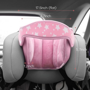 Tetiera pentru scaunul auto al bebelusilor, FREESOO, bumbac, roz, 45 x16 cm
