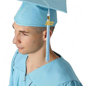 Toca absolvire GraduationMall, poliester, albastru deschis/auriu, 23 x 23 cm - Img 4