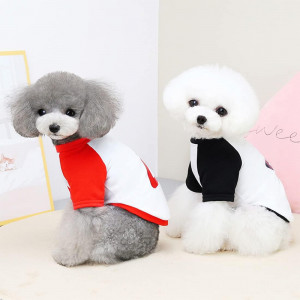 Tricou casual pentru caini Yiwong, bumbac/poliester, alb/negru, marimea M