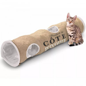 Tunel pentru pisici Celeste, maro/alb, 25 x 120 x 25 cm