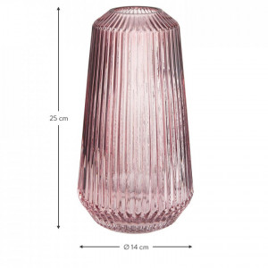 Vaza de sticla Lily, roz, 14 x 25 cm - Img 3