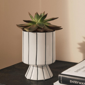 Vaza pentru flori Reno, ceramica, alb/negru, 14 x 20 cm - Img 3