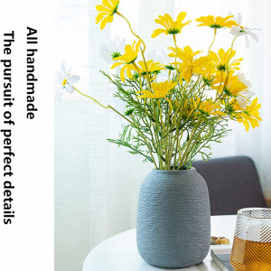 Vaza rotunda pentru flori Hewory, ceramica, gri, 14.5X10cm - Img 5