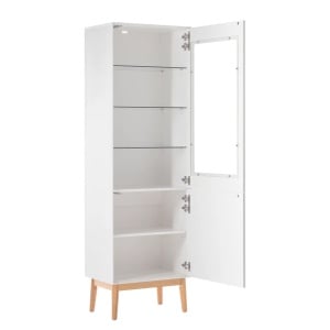 Vitrina LINDHOLM, MDF/ lemn stejar, Alb/Natur, 60 x 40 x 190 cm