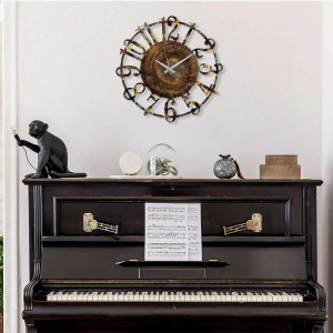 Wallity ceas decorativ de perete, metal 100% grosime 1.5mm, diametru 48 cm, maro/auriu - Verificat A · Re-Bloom - Img 4