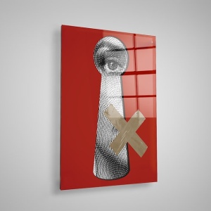 Wallity tablou decorativ pe sticla temperata, 40x60 cm, sticla 100% grosime 4mm, rosu/argintiu - Verificat A · Re-Bloom - Img 3