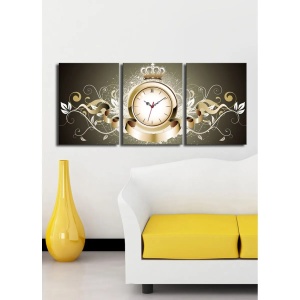 Wallxpert ceas decorativ perete set 3 piese, panza piele caprioara/rama lemn 3cm, 3x30x40 cm, total 96x40 cm, multicolor - Verificat A · Re-Bloom - Img 4