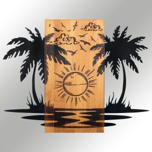 Wallxpert decor de perete metal/lemn, 74x57.5 cm, metal 1.2mm + cadru lemn 3cm, negru/nuc - Verificat A · Re-Bloom - Img 3