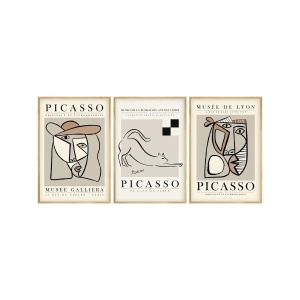 Wallxpert set 3 tablouri decorative cu rama, 3x50x70 cm, MDF 3mm, cadru lemn solid 2 cm, multicolor - Verificat A · Re-Bloom