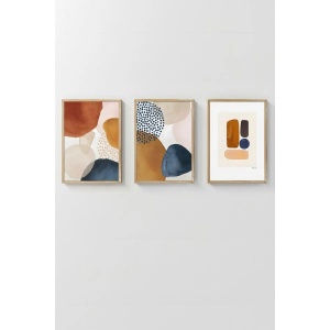 Wallxpert set 3 tablouri decorative inramate, 3x33x48 cm, MDF 100%, cadru lemn masiv 2 cm, imprimare digitala, multicolor - Verificat A · Re-Bloom