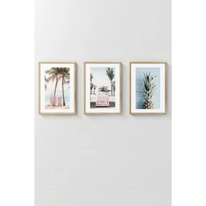 Wallxpert set 3 tablouri decorative inramate, 3x33x48 cm, MDF 100%, cadru lemn masiv 2 cm, imprimare digitala, multicolor - Verificat A · Re-Bloom