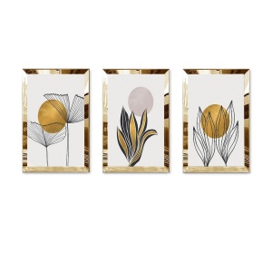 Wallxpert set 3 tablouri decorative MDF/plexiglas, 40x60 cm, MDF 3mm, cadru plexiglas 100%, multicolor - Verificat A · Re-Bloom
