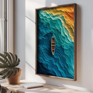 Wallxpert tablou decorativ 50x70x3.5 cm, MDF 3mm imprimare UV, rama lemn de pin, multicolor - Verificat A · Re-Bloom - Img 2