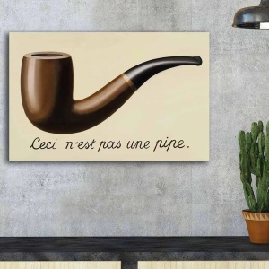 Wallxpert tablou decorativ canvas René Magritte, 45x70 cm, panza piele de caprioara 100%, cadru lemn 3cm, multicolor - Verificat A · Re-Bloom - Img 2
