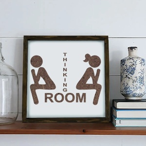 Wallxpert tablou decorativ inramat, 34x34 cm, MDF 3mm, gravura laser, cadru lemn pin solid 3.5cm, maro/alb - Verificat A · Re-Bloom - Img 2