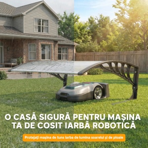 Acoperis exterior pentru masina de tuns iarba Re-Bloom, metal/PC/aluminiu/PP, 100x81x43 cm, impermeabil, protectie UV30+, alb/negru - Verificat A · Re-Bloom - Img 6