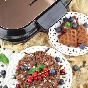 Aparat de facut gofre Heinner HWF-1000CR 1000W, Placi cu invelis antiaderent, Negru/aramiu - Img 6