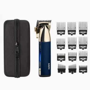 Aparat de tuns parul Super-X Metal BaByliss E992E , 12 Accesorii, 3 ore, 1,5-25mm , 10 pozitii, Otel Japonez,Husa, Auriu-Albastru Marin, Resigilat, Grad A - Img 1