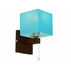 Aplica de perete Partee, lemn/textil/metal, negru/albastru, 21 x 12,5 x 17 cm