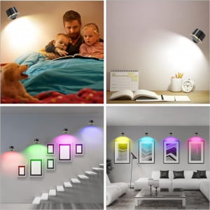 Aplica Qooltek, LED/RGB ABS, negru/auriu