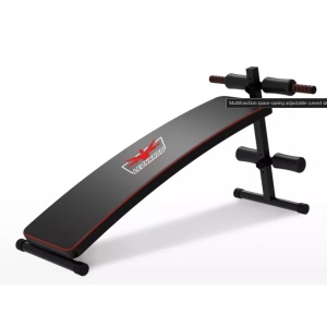 Banca fitness abdominala Tengu, Curbata, Reglabila, Multifunctionala, Economiseste spatiu, Capacitate maxima 150kg, Constructie durabila din otel, 61x52x130 cm, Negru - Img 1