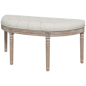 Banca in forma de semiluna Re-Bloom, textil aspect in/lemn hevea/spuma, 110x44x49 cm, sezut 6 cm, picioare 36 cm, 120 kg, crem/maro - Verificat A · Re-Bloom - Img 3