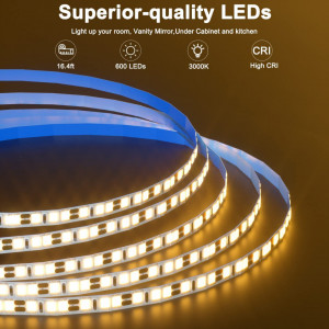 Banda LED Shuxag®, 600 LED-uri, 12 V, 2835 SMD, 4000 K, alb cald, 5 m - Img 5