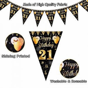Banner pentru aniversare 21 ani Colmanda, negru/auriu, 21 x 29 cm - Img 6