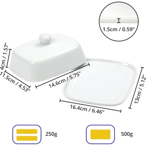 Belle Vous untiera ceramica cu capac, 16.4x13cm, capacitate 500g, fara BPA/plumb, rezistenta temperatura, compatibila frigider/microunde, alb - Verificat A · Re-Bloom - Img 3