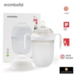 Biberon Anticolici Mombella Breast-Like, 300ml, Tetina 360Ãƒâ€šÃ‚Â° XL Flux Consistent, 100% Silicon, Ivory - Img 1