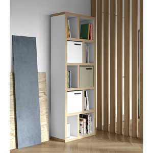 Biblioteca Berlin, MDF, alb/natur, 70 x 198 x 34 cm