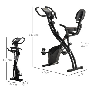 Bicicleta fitness pliabila Re-Bloom, 8 nivele de rezistenta, otel/ABS, negru, 105 x 48 x 118 cm, Resigilat, Grad A - Img 3
