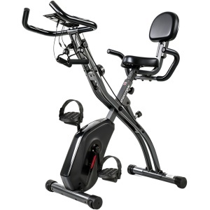 Bicicleta hometrainer 3 in 1 pliabila, ergometru recumbent, otel Q195, negru, 105x53.5x109 cm, Bluetooth/LCD/senzor cardiac - Verificat A · Re-Bloom