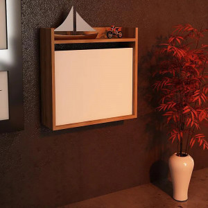 Birou de perete Symple Stuff, lemn, maro/alb, 60 x 60 x 19,6 cm