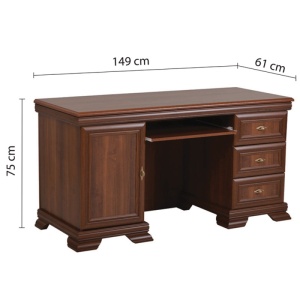 Birou VMB, 3 sertare, usa, polita tastatura, Nuc, 149 x 61 x 75 cm - Img 3