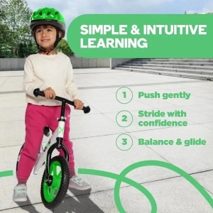 Bixe bicicleta fara pedale, cadru aluminiu, roti 12 inch, varsta 2-5 ani, verde - Verificat A · Re-Bloom - Img 3