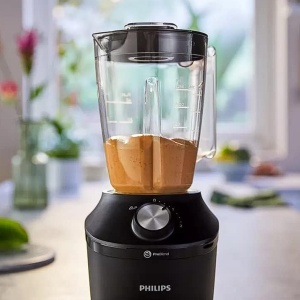 Blender Philips Seria 3000 HR2191/01, Sistem ProBlend, capacitate maxima 2L, capacitate efectiva 1.25L, 2viteze + impuls, zdrobeste gheata, aplicatia NutriU pentru mai multe idei de retete, Negru, Resigilat, Grad A