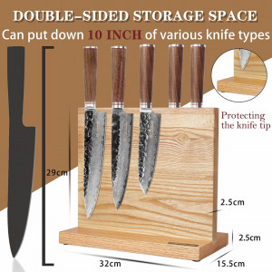 Bloc magnetic pentru cutite YOUSUNLONG, lemn, natur, 32 x 15,5 x 29 cm - Img 8