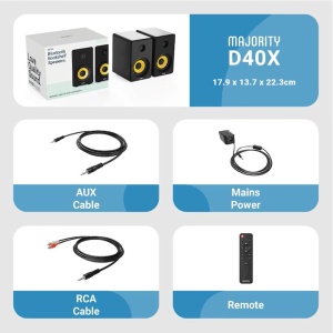 Boxe PC active 2.0, Majority, D40X, Bluetooth, HiFi amplificate cu intrare optica, RCA, USB si AUX, 70 W, Resigilat, Grad A - Img 3