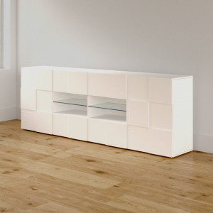 Bufet Bailee, lemn masiv/PAL, alb, 84 x 241 x 42 cm - Img 5
