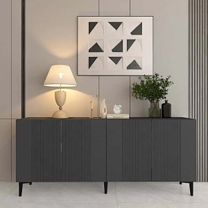 Bufet Corsa 150x32x75 cm, PAL 18mm, 3 compartimente, picioare 15 cm, fixabil perete, antracit - Verificat A · Re-Bloom - Img 4