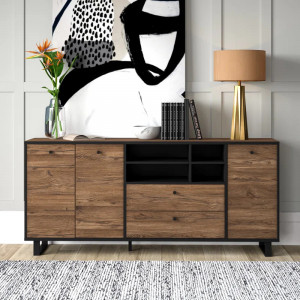 Bufet Idlewild, lemn fabricat/metal, maro/negru, 70 x 42 x 181 cm