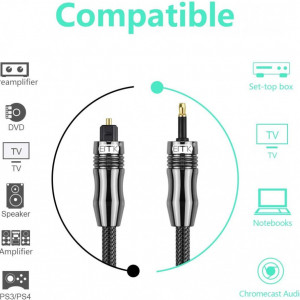 Cablu optic EMK, fibra optica SPDIF Mini 3.5mm, negru, 8 m - Img 4
