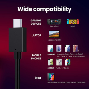 Cablu USB C cu incarcare rapida Epessa, HDMI 4K@60Hz, 100W, 20V/5A, 150 cm - Img 3