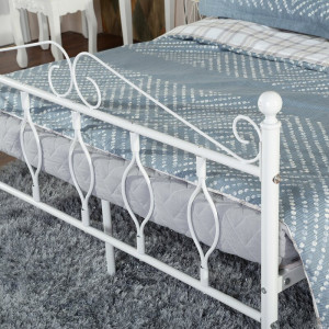Cadru de pat Belle din metal, alb, 95cm H x 144cm W x 199cm L - Img 6